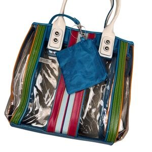 Colorful Striped PVC Stadium Tote Bag
